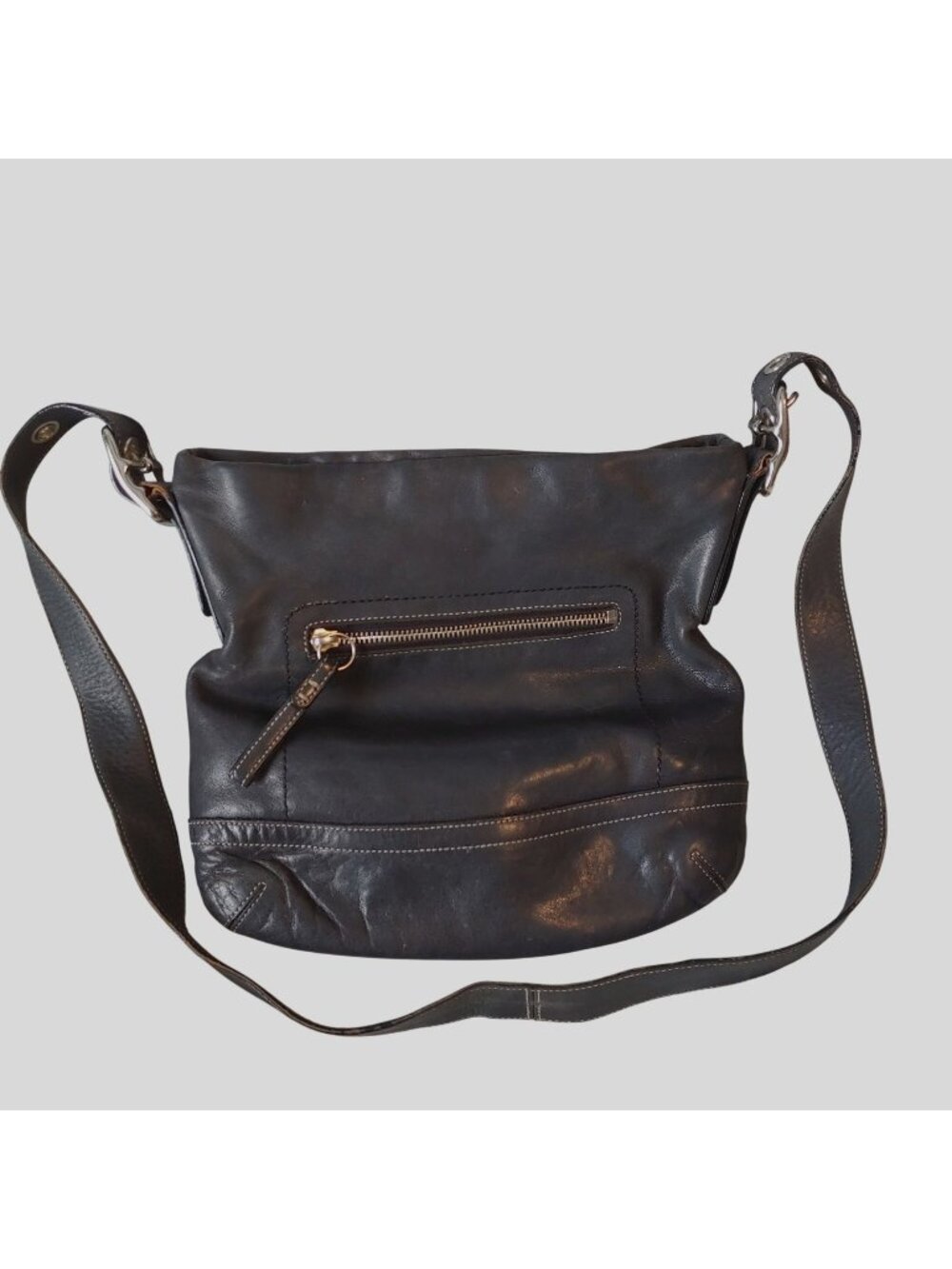 Coach Soho Legacy Slim Duffle 1415 Leather Hobo Shoulder Bag Navy Y2K